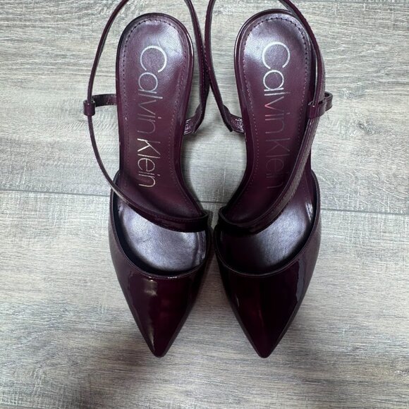 Calvin Klein Gilisa Burgundy Leather Pumps Women's Size 9.5 - Picture 2 of 6